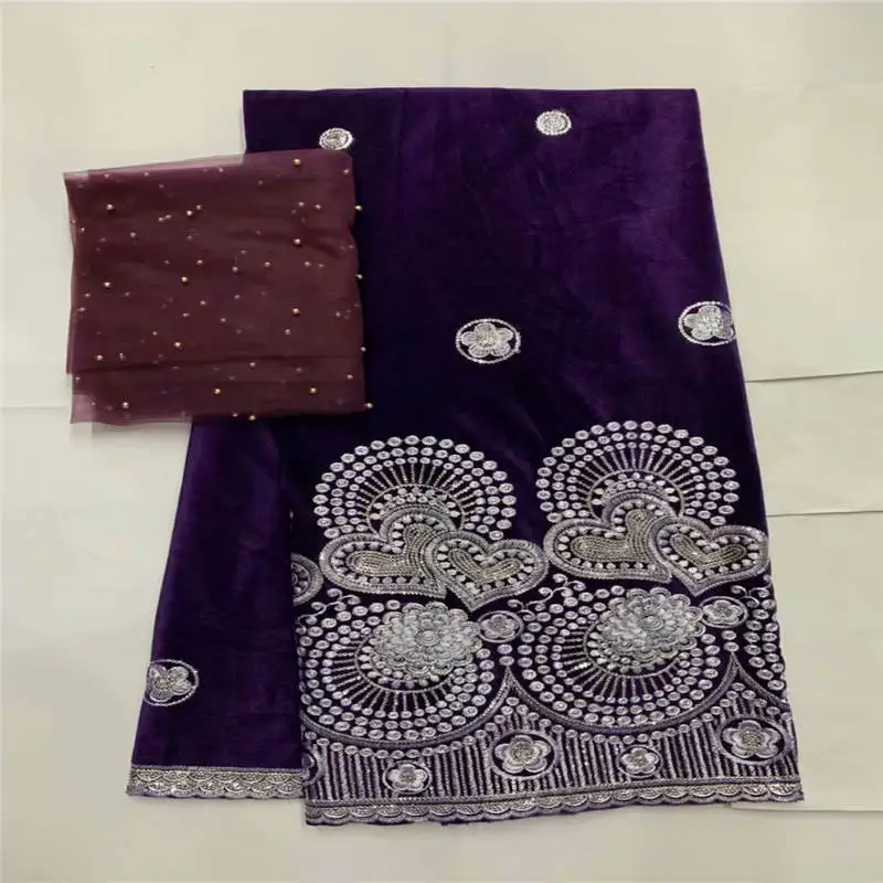 

2019 Soft And Smooth Velvet Lace Fabric African George Lace 5Yards With 2Yards Swiss Voile Lace tissu For Women Clothing!LXF637