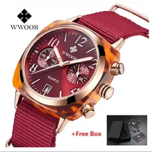 WWOOR Brand Luxury Women Chronograph Watches Women Quartz Dress Watch Ladies Nylon Strap Lady Wrist Watch 2019 Relogio Feminino watches women luxury brand lady wrist watches square fashion woman quartz ladies magnet strap free buckle watch relogio feminino