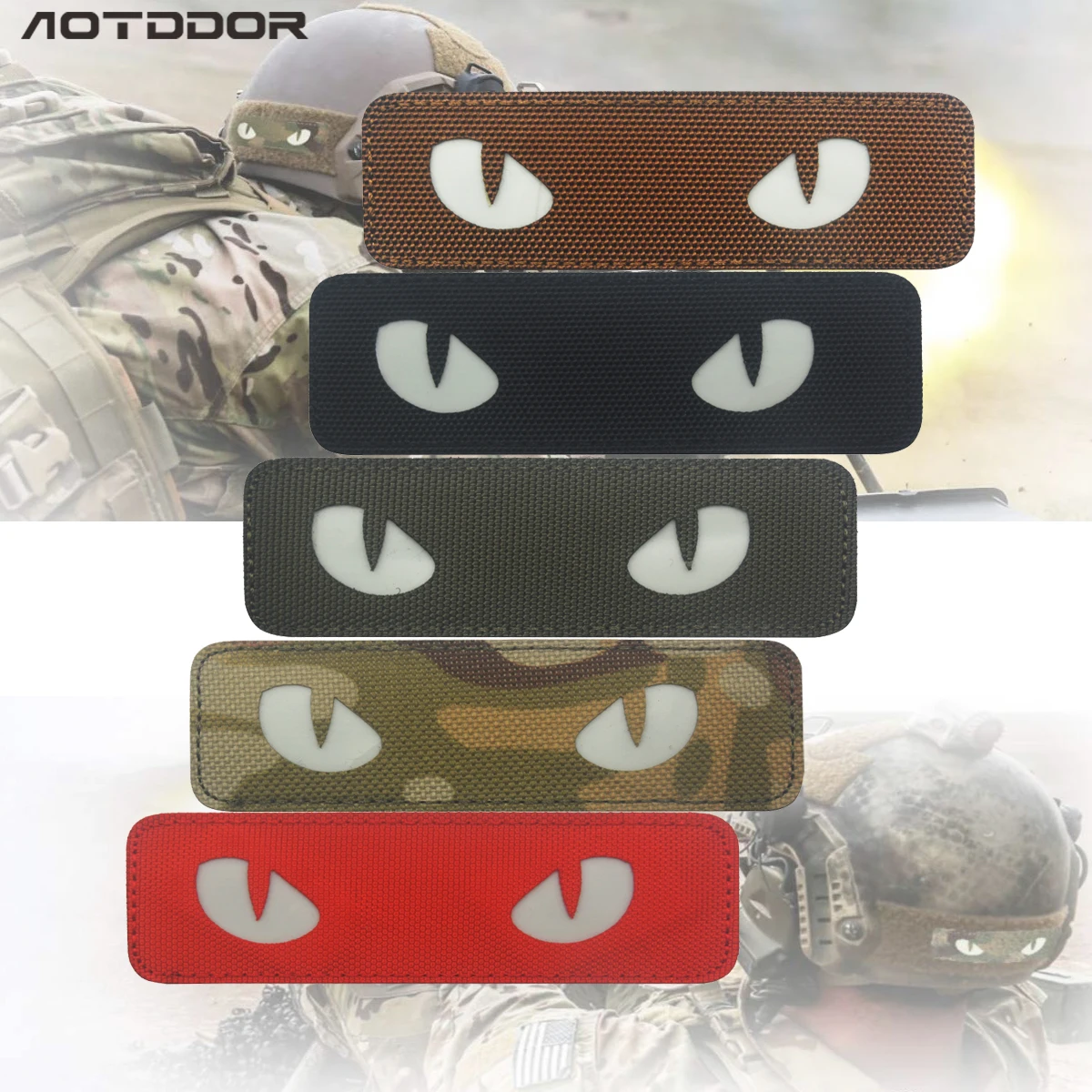 

3D PVC Cat Eye Patch Reflective EMT IR Patches Military Tactical Morale Patch Rubber Biker Fastener Glow In Dark Badges