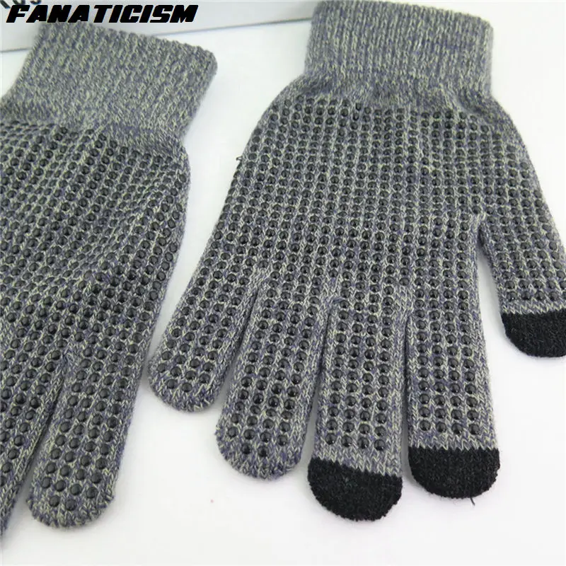 Fanaticism Free Size Unisex Non-slip Touch Screen Gloves Texting Mobile Phone Tablet PC Stretch Winter Knit Mittens Gloves