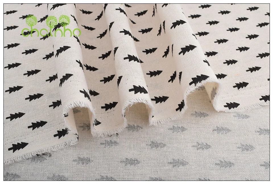 Chainho,6pcs/Lot,Black&White Series,Patchwork Printed Cotton Linen Fabric,For DIY Quilting&Sewing Placemat,Bags Material,25x45cm