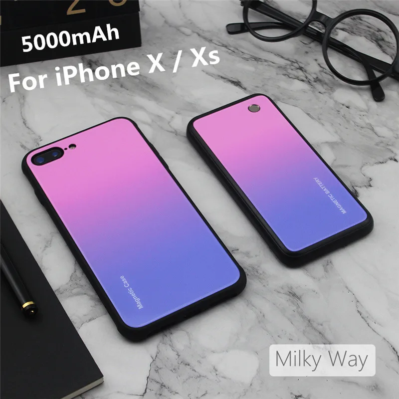 NTSPACE 5000 мАч беспроводной магнитный чехол для зарядки аккумулятора для iPhone X Xs Max портативный чехол для банка питания для iPhone XR чехол питания - Цвет: Pink for X Xs