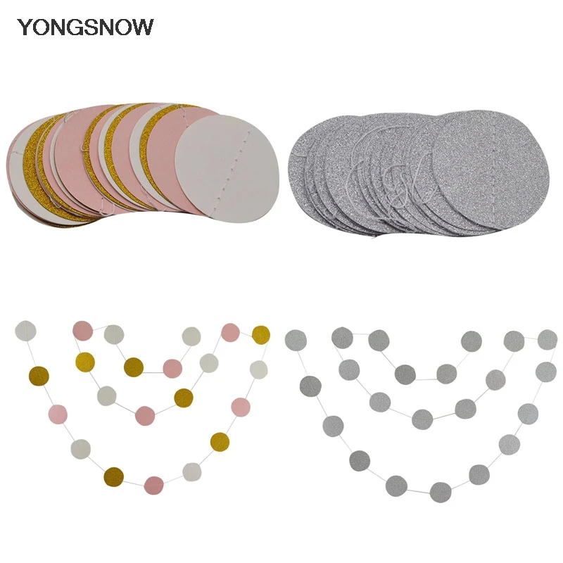 

2m 5x5cm Round Paper Garland Wedding Birthday Decoration Hanging Banners Multicolor String Streamers Baby Shower Party Supplies