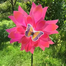 38 см тюльпан ветер Спиннер цветок ветряная мельница 2 слоя Pinwheel наружное украшение сада Украшение дома украшение для двора дети детские игрушки подарки