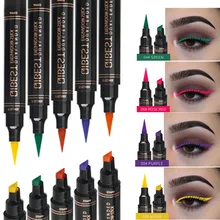 12 цветная подводка для глаз карандаш со штампом водостойкий стойкий натуральный подводка для глаз матовые жидкие черные красные, пурпурные, зеленые тюлени макияж для глаз