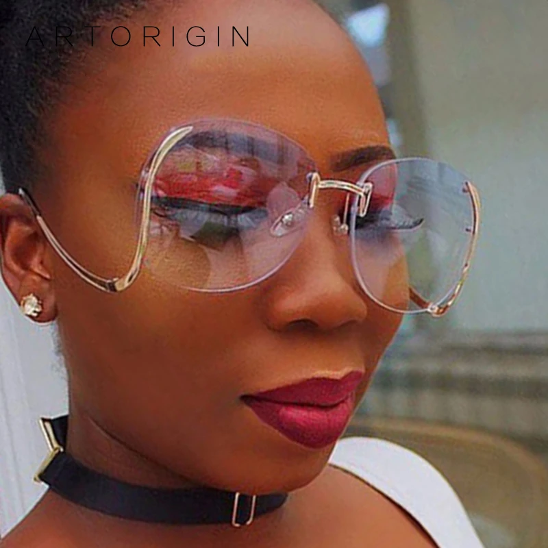 

ARTORIGIN Rimless Sunglasses Women Gradient Tint Glasses Bend Leg Ladies Sun Glasses Oculos Lunette Femme AT120