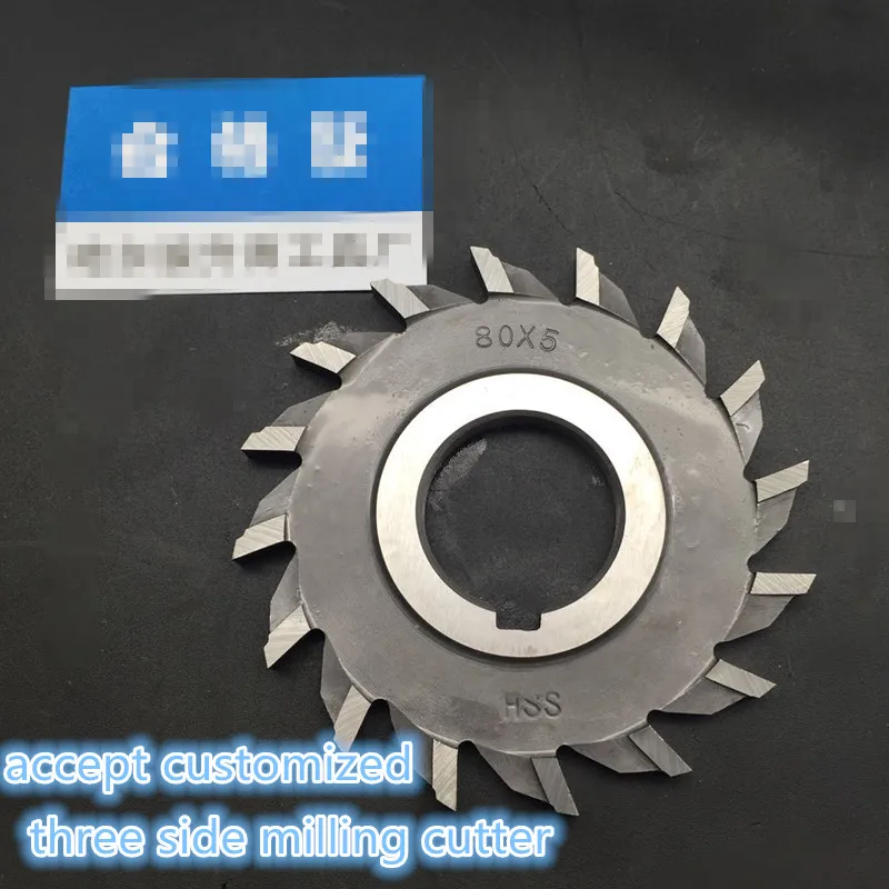 

Straight teeth side milling cutter 3 sides cutter milling cutter With high speed steel 80mm*5mm