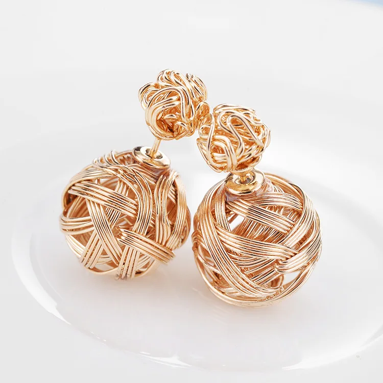 Liffly Boho Jewelry Personality Round Earrings Woven Clip Simple Double Sided Women Accessories | Украшения и аксессуары