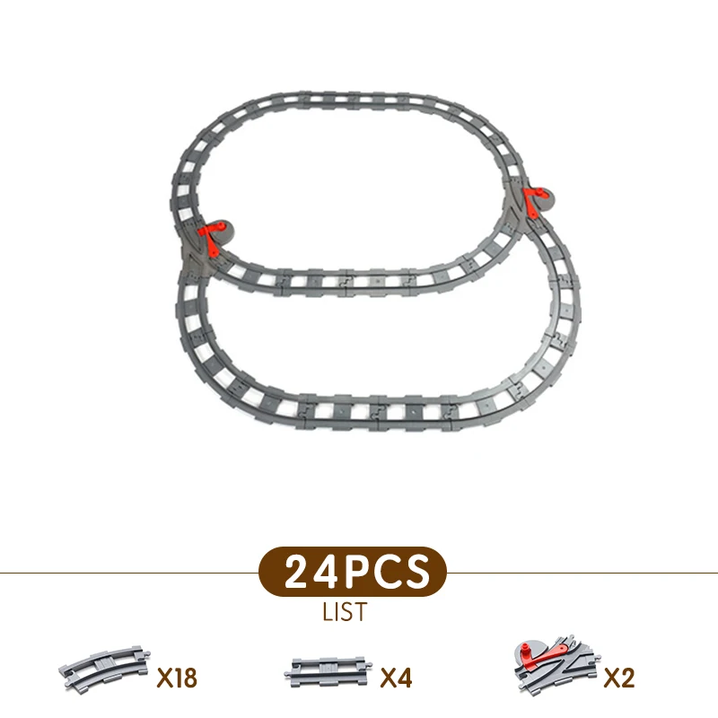 Powiily поезд мост строительные блоки DIY сборка креативный развивающий поезд треки детские игрушки Совместимые Duplo кирпичи набор - Цвет: 24PCS