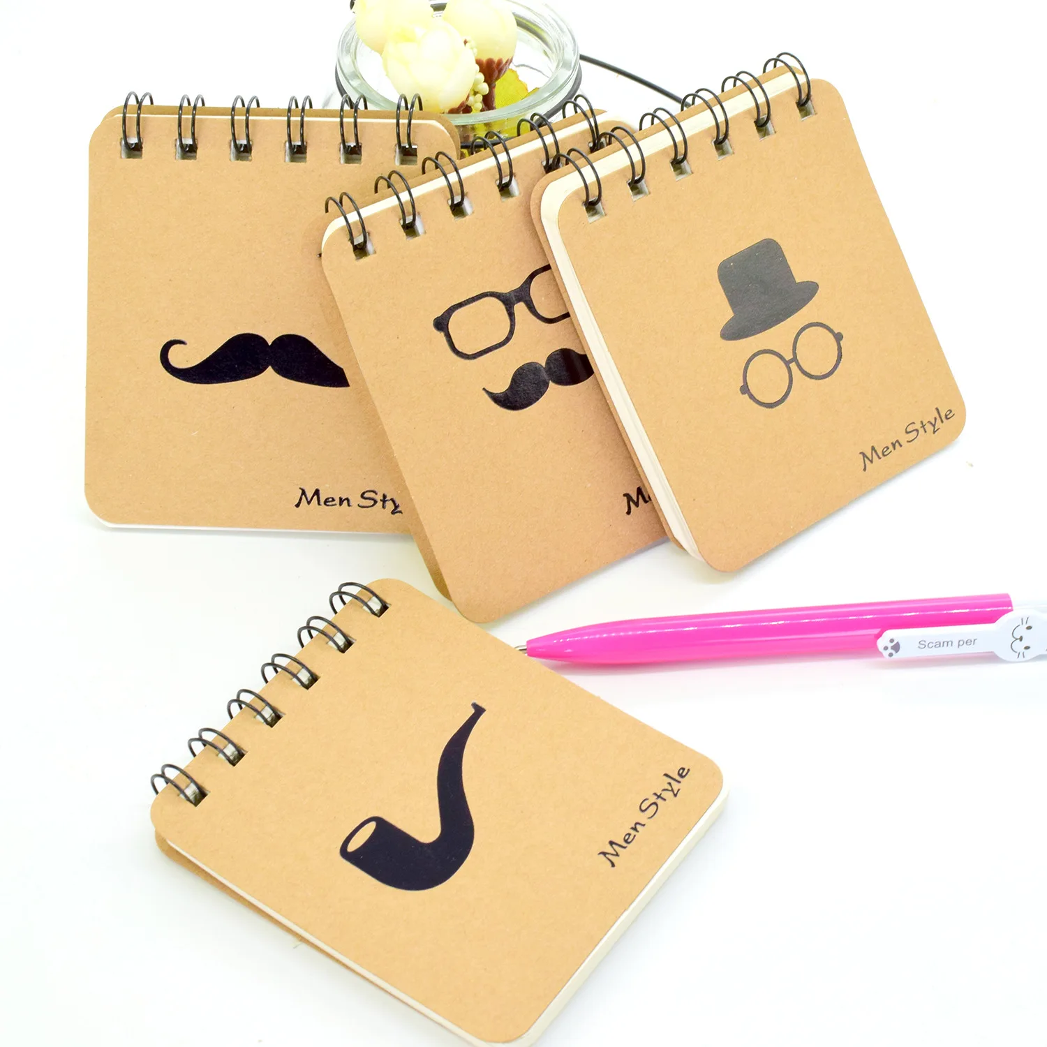 

40 Pcs Wholesale Creative stationery inverness gentleman Beard coil Ben Notebook Notepad graffiti book