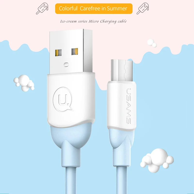 5V2A كابل USB صغير للشحن السريع ، USAMS مزامنة بيانات كابل يو اس بي سلك microusb الهاتف المحمول كابل ل سامسونج Xiaomi هواوي الروبوت مايكرو