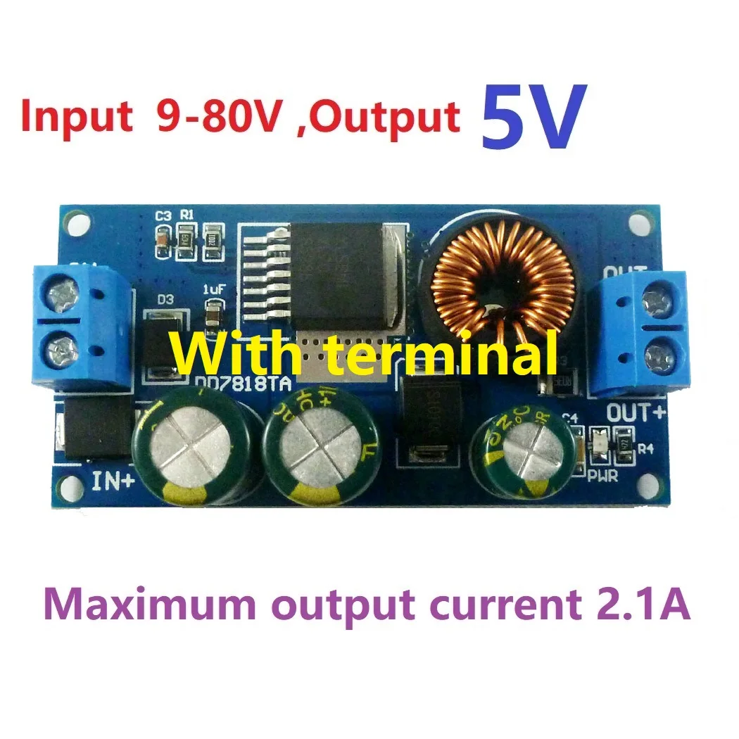 2.1A высоковольтный преобразователь для электровелосипеда DC-DC понижающий Регулятор модуль 80 в 72 в 64 в 60 в 48 в 36 В 24 В до 15 в 12 В 9 в 6 в 5 в 3,3 В - Цвет: Out 5V With terminal