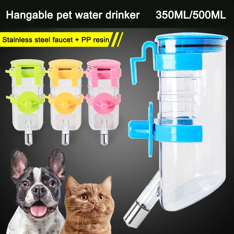 350 мл/500 мл с рисунком собачки и котика водная поилка бутылка с подвесом автоматический дозатор поилка для домашнего животного Бутылки для