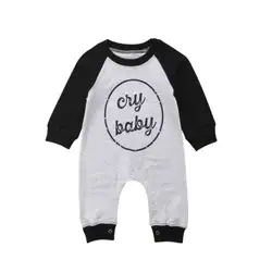 Младенческой новорожденных для маленьких мальчиков летняя одежда для девочек из хлопка с длинными рукавами комбинезон одежда