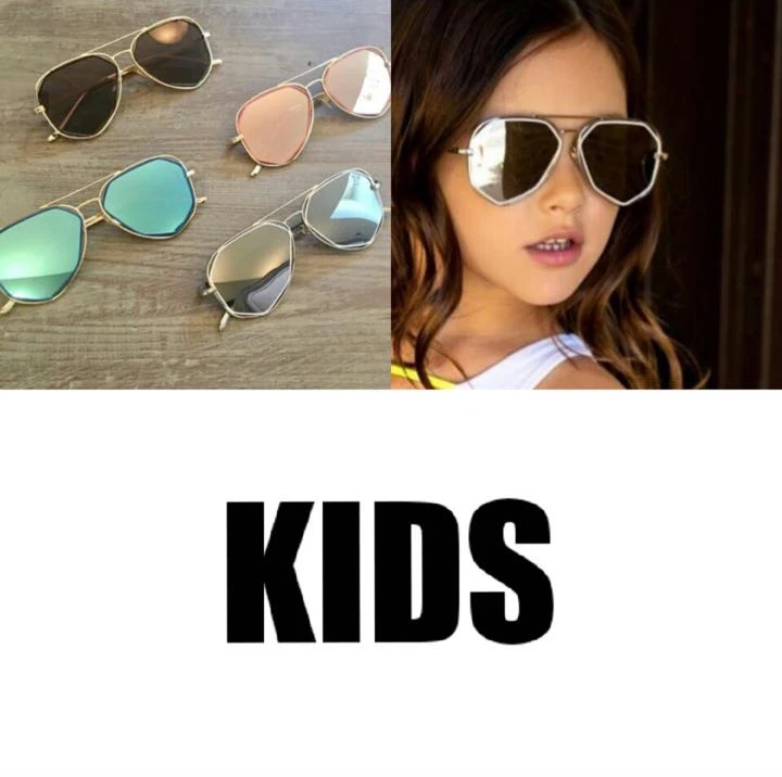 Golden Metal Frame Child Cute Sunglasses Kids Girls&boys Lovely
