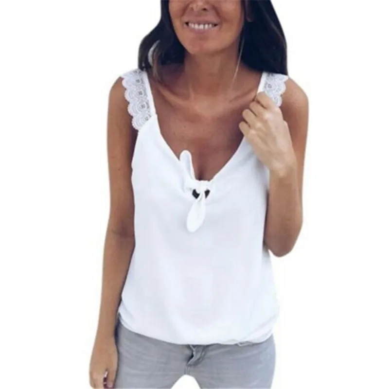 

Summer Strapless Shoulder Women's Solid Lace Sleeveless Tank Top Summer Casual Tops Crop Vest Femme 2019
