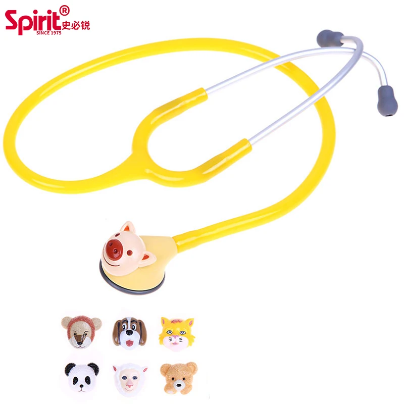 Spirit 5 color 3D Animated Animal cute pediatric Stethoscope changeable single head kids child children made