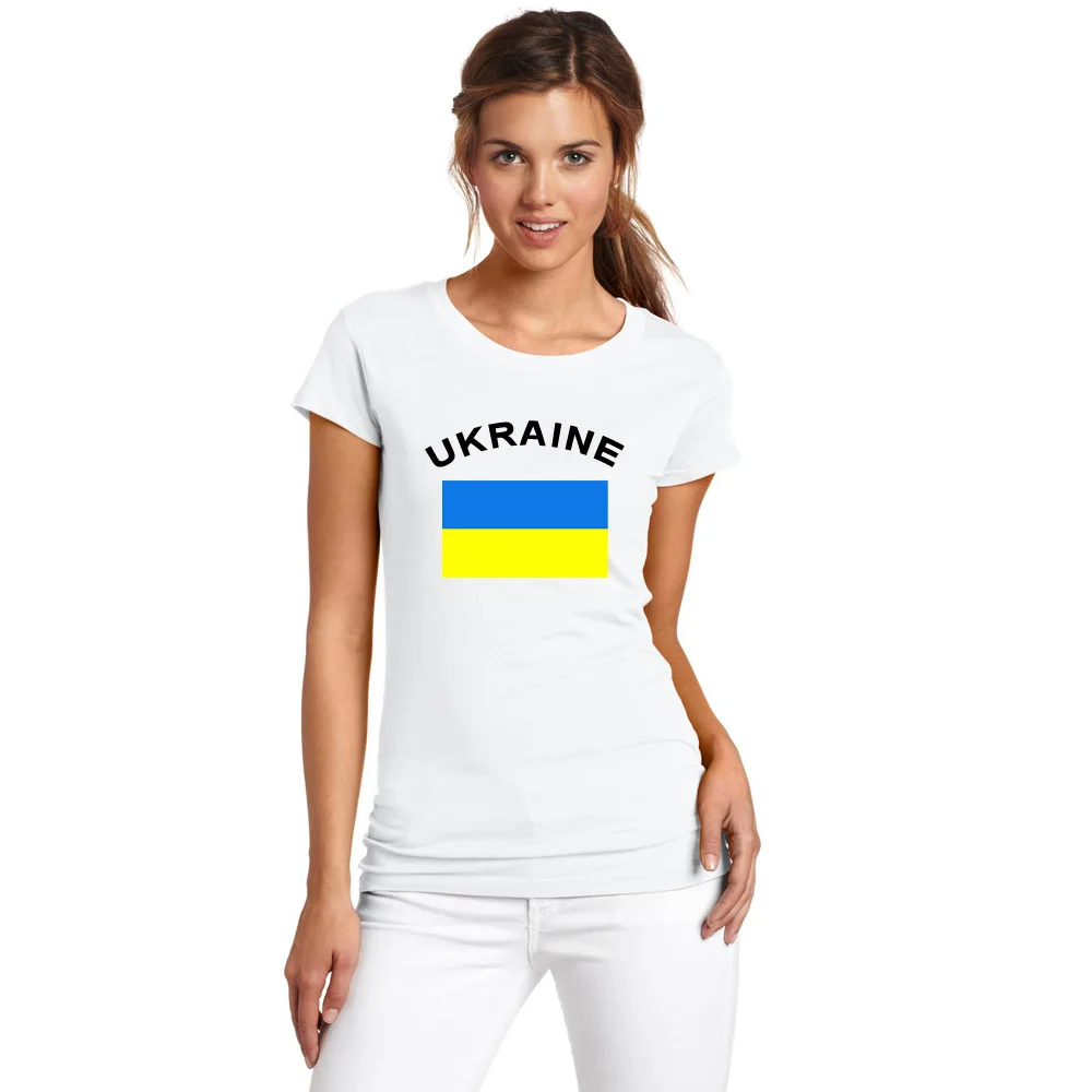 Женская футболка для фитнеса BLWHSA летняя белая фанатов Украины с национальным