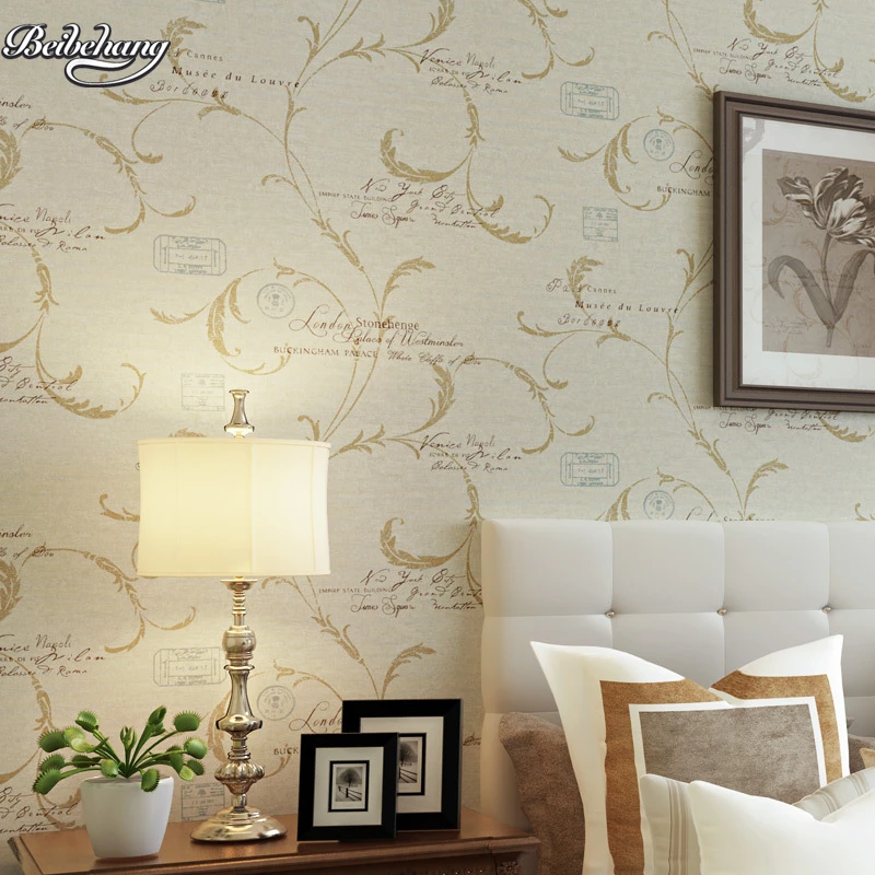 

beibehang Single leaf Scolopus European cowpea wallpaper Non-woven English alphabet backdrop TV room bedroom semi-decorated
