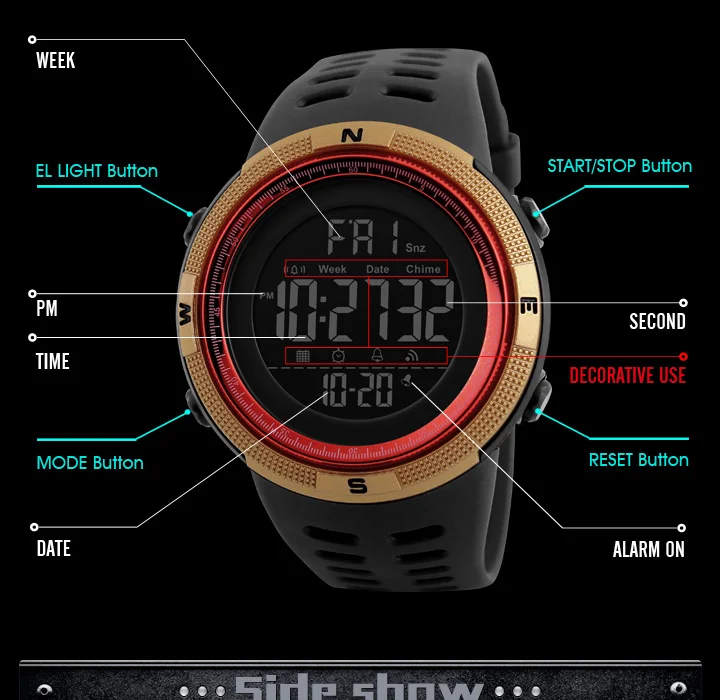 Новые модные роскошные спортивные часы для мужчин SKMEI Цифровой светодиодный водонепроницаемый открытый платье часы Chrono обратного отсчета Двойное время наручные часы