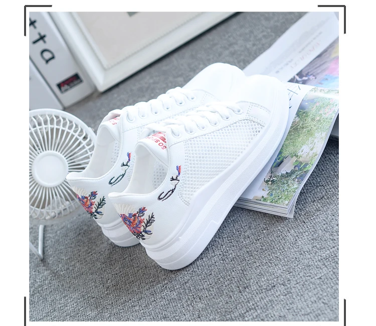 

2019NEW Women Casual Shoes Summer Spring Women Shoes Fashion Embroidered Breathable Hollow Lace-Up Sneakers Women shoes