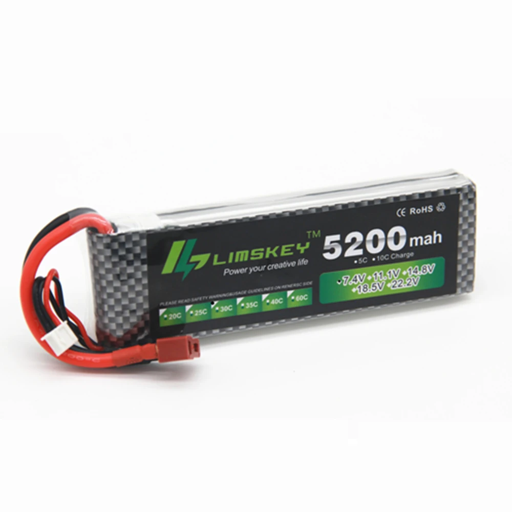 Limskey Мощность 7 4 V 5200 mAh литий полимерный Батарея 30C 2S Lipo мА/ч 1P Литий полимерная батарея для RC