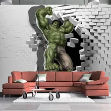 3D Мстители фото обои на заказ обои Hulk уникальный дизайн кирпичи Настенная роспись художественный декор комнаты настенная живопись детская спальня дом