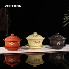 260cc аутентичный Исин Чайный горшок Слива Gaiwan ручной работы китайский здоровье Фиолетовый Глиняный чайный набор кунг-фу Zisha чайная чашка чаша мастер чашка