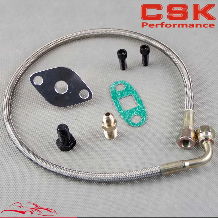 Комплект шлангов подачи масла фланец для Toyota Supra 1JZGTE 2JZGTE 1JZ/2JZ Single Turbo Silver|oil feed line|oil
