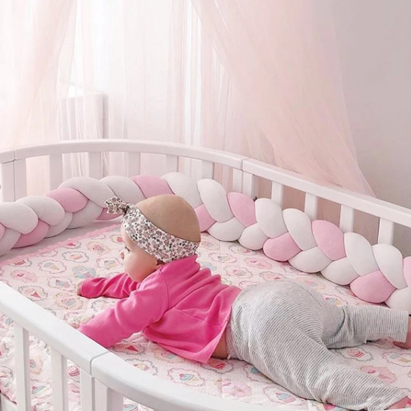 3 متر مختلط الألوان مضفر سرير الوفير عقدة وسادة ، عقدة وسادة تعزز وسادة سرير الوفير الاطفال وسادة الحضانة ديكور سرير بيبي