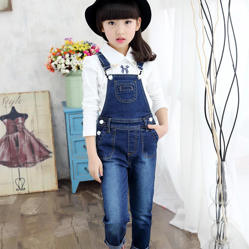 

Kids Overalls for Girls Denim Jumpsuit Children Jeans Spring Autumn Girls Jeans Pants Kid Casual Cowboy Trousers