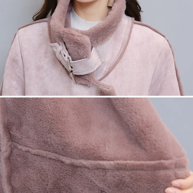 New Autumn Winter Woolen Jacket Women Warm Deerskin Lamb Cashmere Coat Women Manteau Femme Hiver