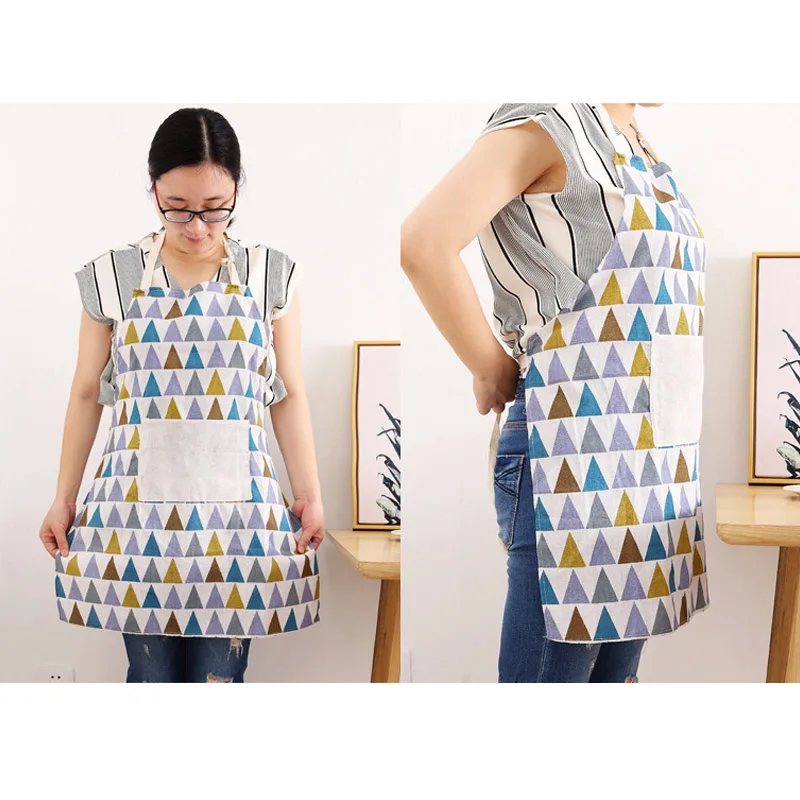 

Newly 1 Pcs Kitchen Linen Dirt Proof Apron Restaurant Cooking Bib Plaid Apron with Big Pocket XSD88