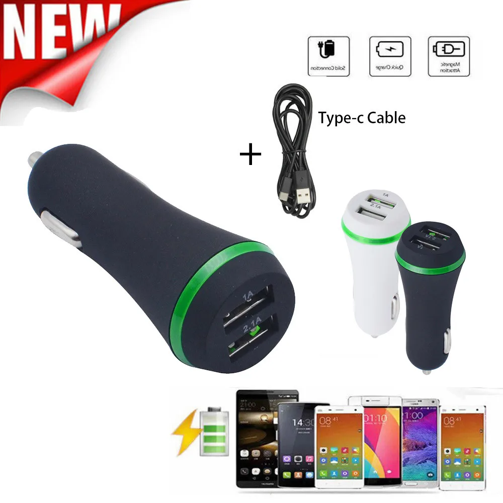 Lightning USB Dual Port Car Charger Adapter Aluminium alloy&Plastic For iPhone Mobile/iPad+Type