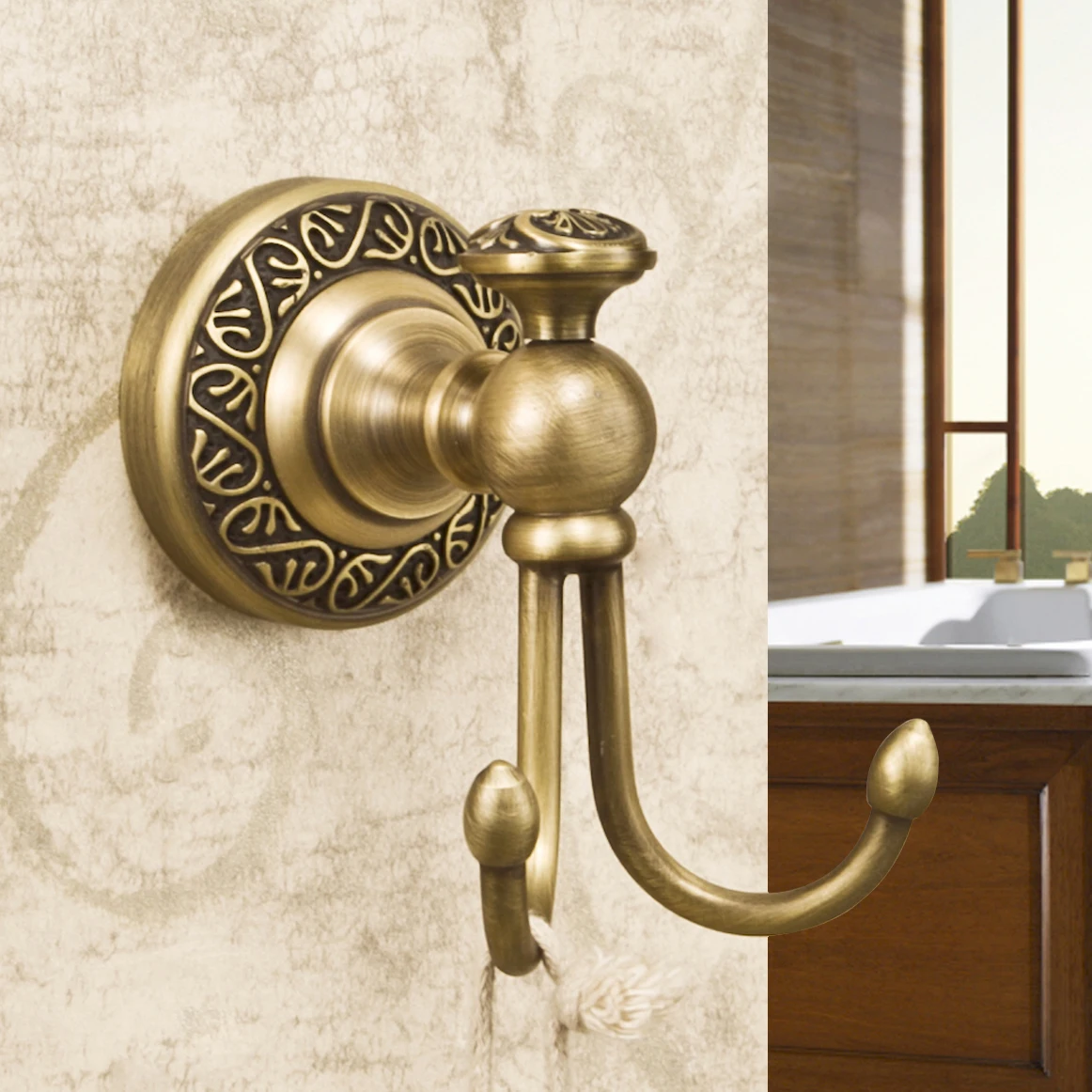 Buy Fashion antique copper clothes hook double hook