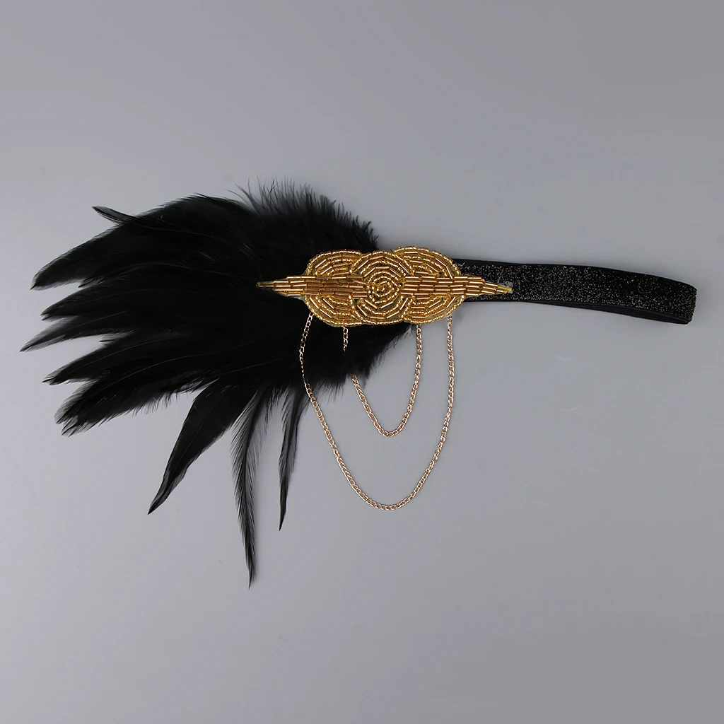 Vintage 1920s Headpiece Feather Tassel Flapper Headband Great Gatsby Headdress Party Prom Hair Accessories