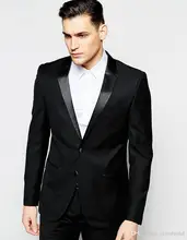 2016 Custom Made Handmade Black Men’s Wedding Suits Bridegroom Tuxedos Dinner Party Suits Formal Blazers Suits