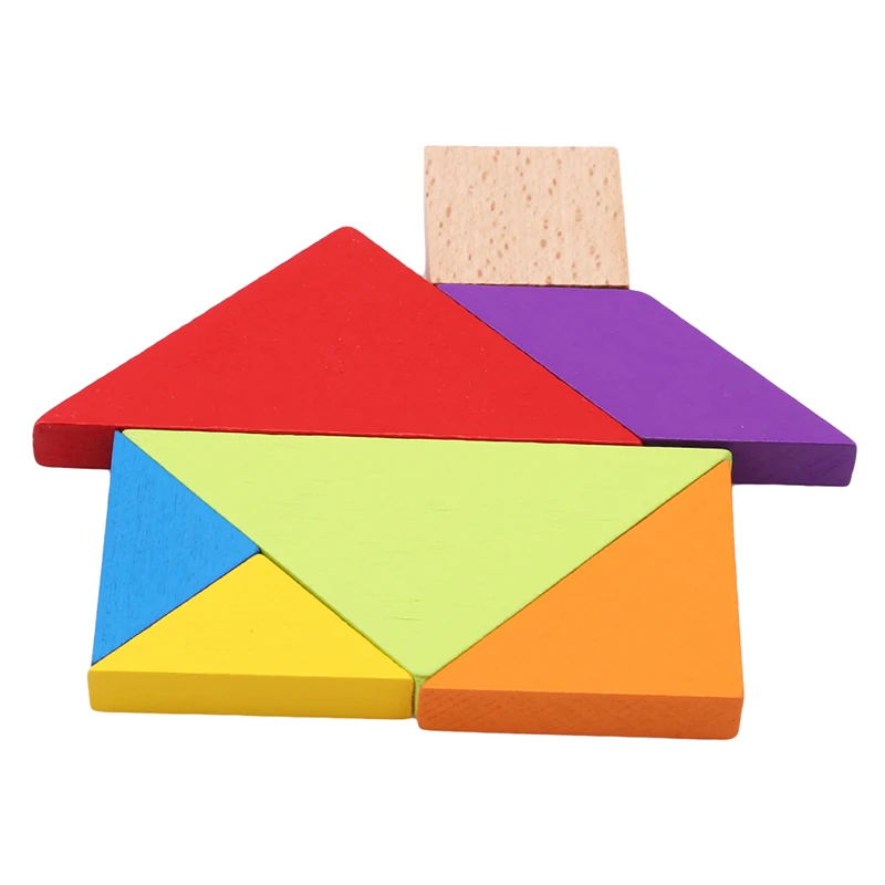 Лидер продаж Деревянный Tangram красочный квадрат IQ игры Логические Интеллектуальные Обучающие игрушки для детей 7 шт. головоломки