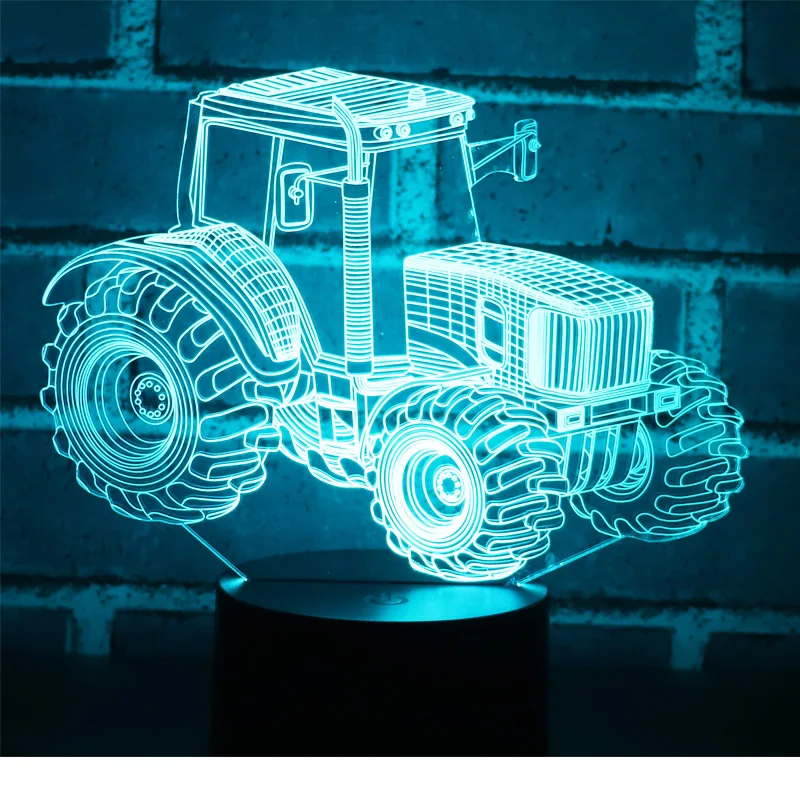  3D LED Night Light Dynamic Tractor Car with 7 Colors Light for Home Decoration Lamp Amazing Visuali - 32845430411
