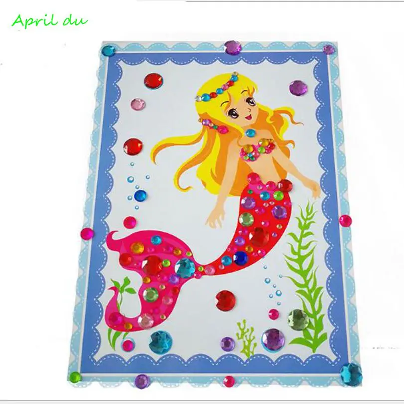 April Du Children's handmade materials diy handmade stickers diamond stickers crystal stickers colorful diamond paintings girls