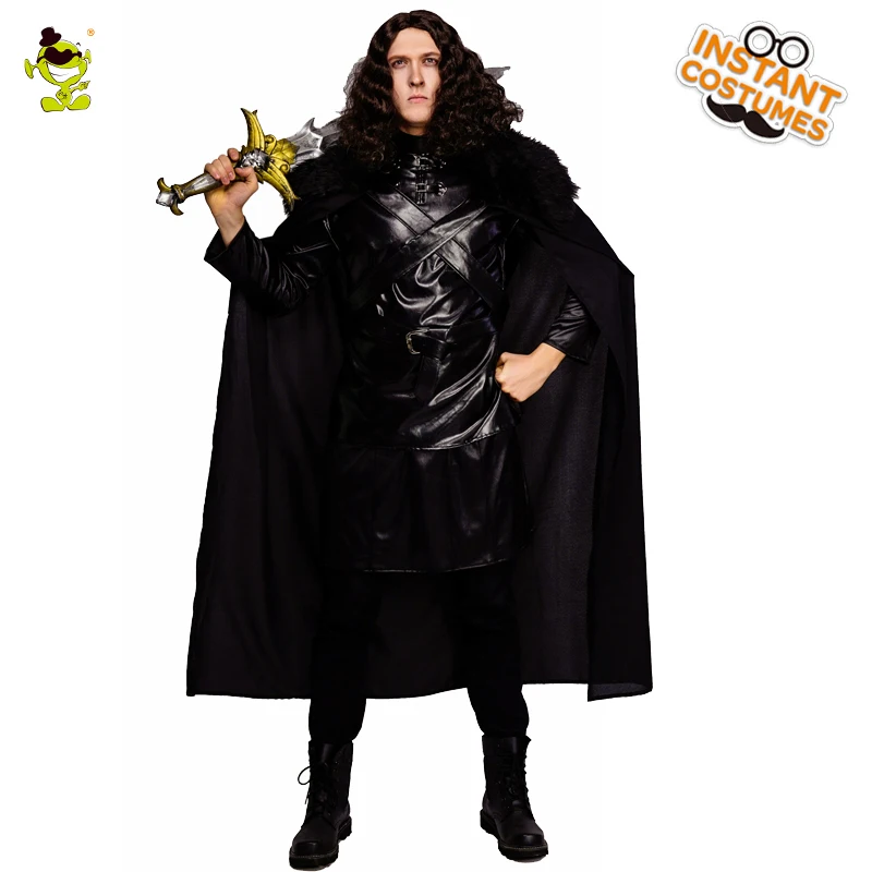 

New Arrival Men's Cosplay Jon Snow Costume Play the Game Cosplay Black the King of North Fancy Dress Halloween Party