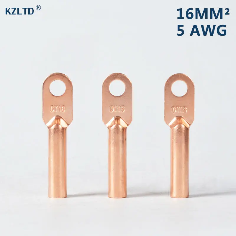 

20PCs/Lot Copper Compression Connector 16mm / 5 AWG 8MM / 0.31" Bolt Hole Battery Cable Lugs DT-16