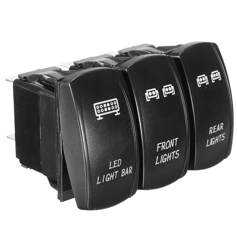 

MAYITR 3pcs Blue LED ON-OFF Rocker Switch Front Rear Light Bar Switch For UTV Polaris RZR 900 1000 Ranger Car Boat Trucks