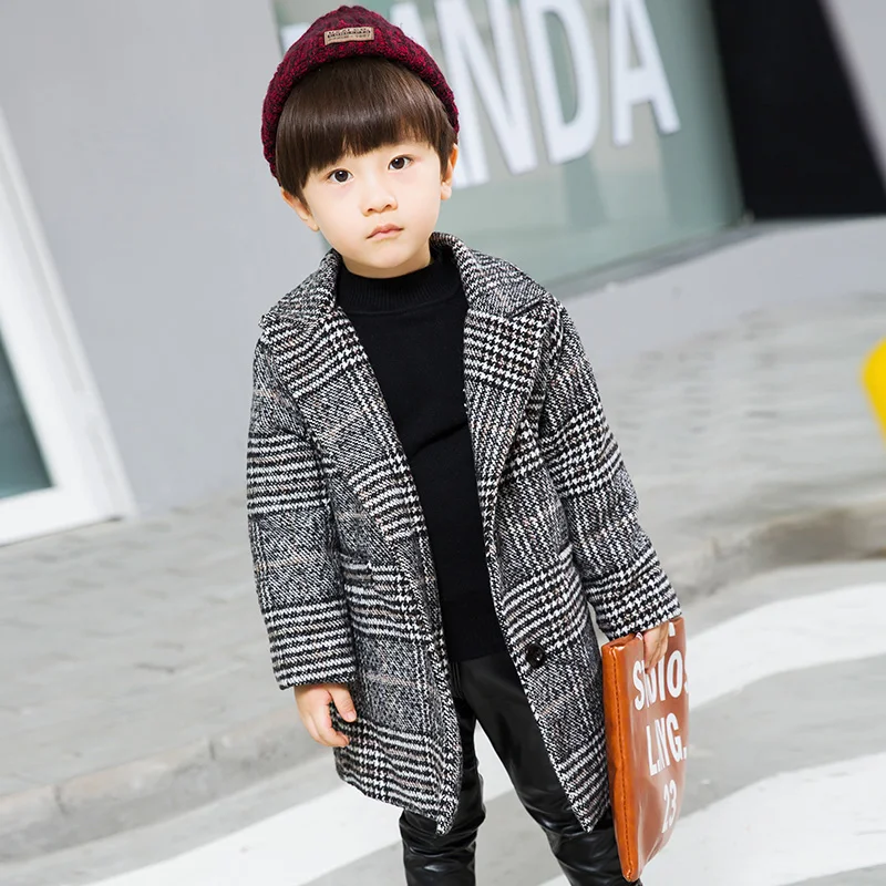 

2019 Winter New Wool Blends Coat for Boy Warm Thick Teenage Autumn Cashmere Coats Children Clothing Fashion Outerwear Boutique