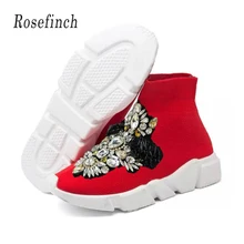 Роскошные кроссовки с кристаллами; женские модные кроссовки; стразы; эластичные носки; ботинки; спортивные трикотажные носки; кроссовки; красная Повседневная обувь; WK106
