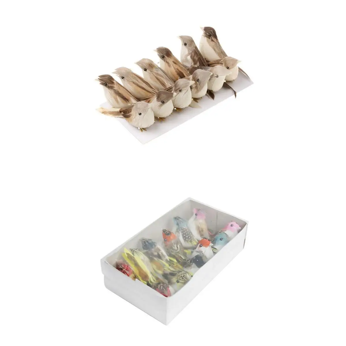 Pack 24Pieces Artificial Feather Bird Foam Birds Home Table Decor Photo Props
