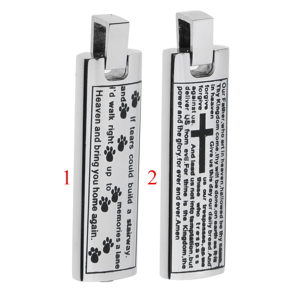 Stainless Steel Dog Cat Paw Cross Memorial Pet Ashes Keepsake Urn Charm Pendant 