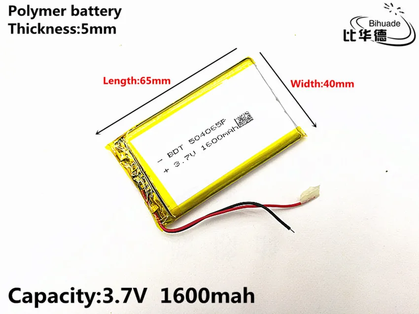 5 шт./лот хорошего качества 3,7 V, 1600 mAH, 504065 полимерный литий-ионный/литий-ионная аккумуляторная батарея для игрушка, портативное зарядное устройство, gps, mp3, mp4