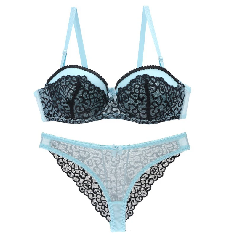 Fashion Women Lingerie G string Sets Colorful Patchwork Lace Floral