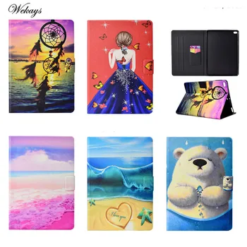 

Wekays Fashion Cartoon Case Cover Windbell Bear Girl For Apple New iPad Air 2 Funda cases For iPad 6 Air2 PU Leather Stand Shell